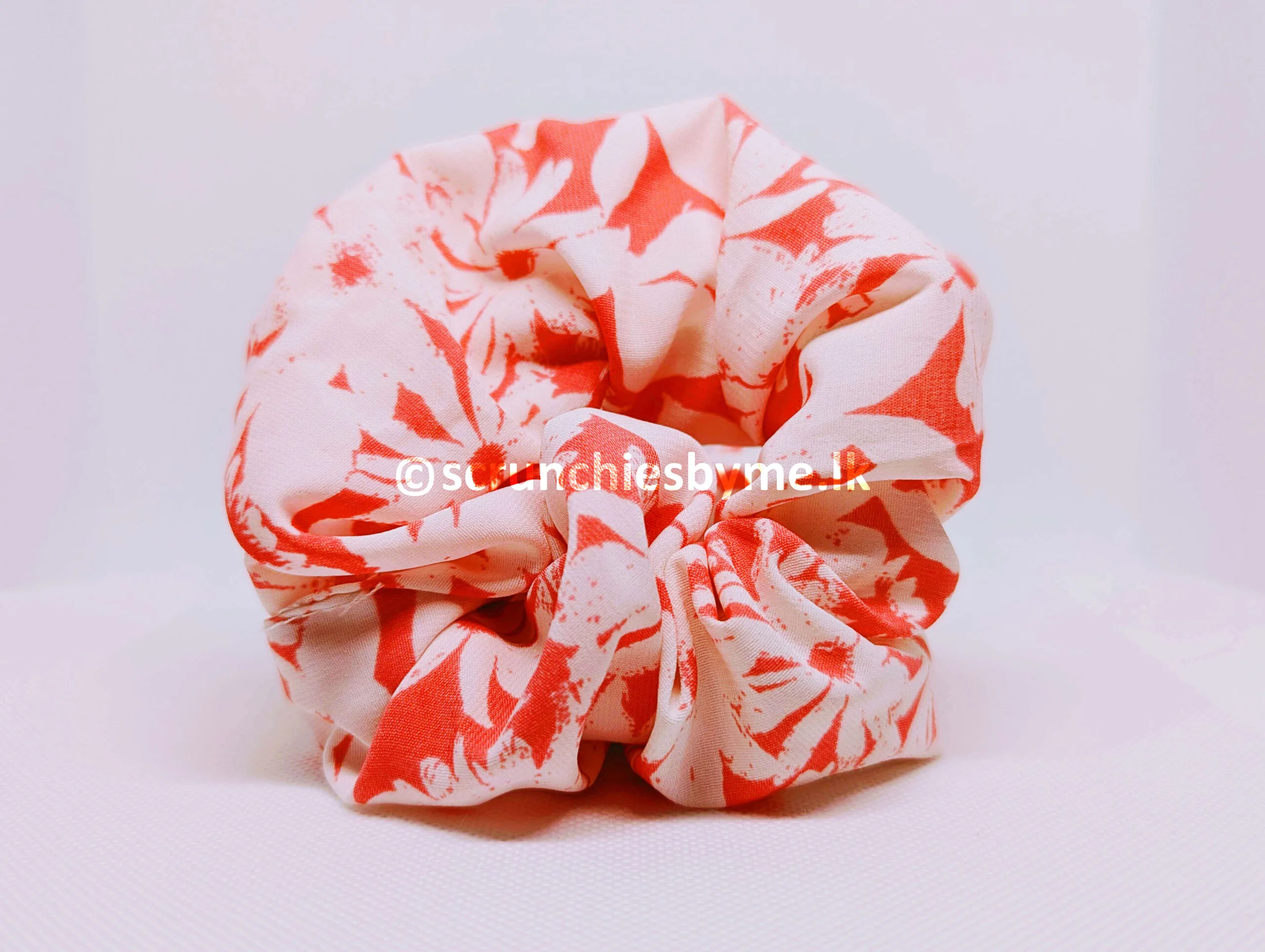 Coral Daisy Scrunchie